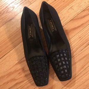 Black Fabric Square Toe with Beadind